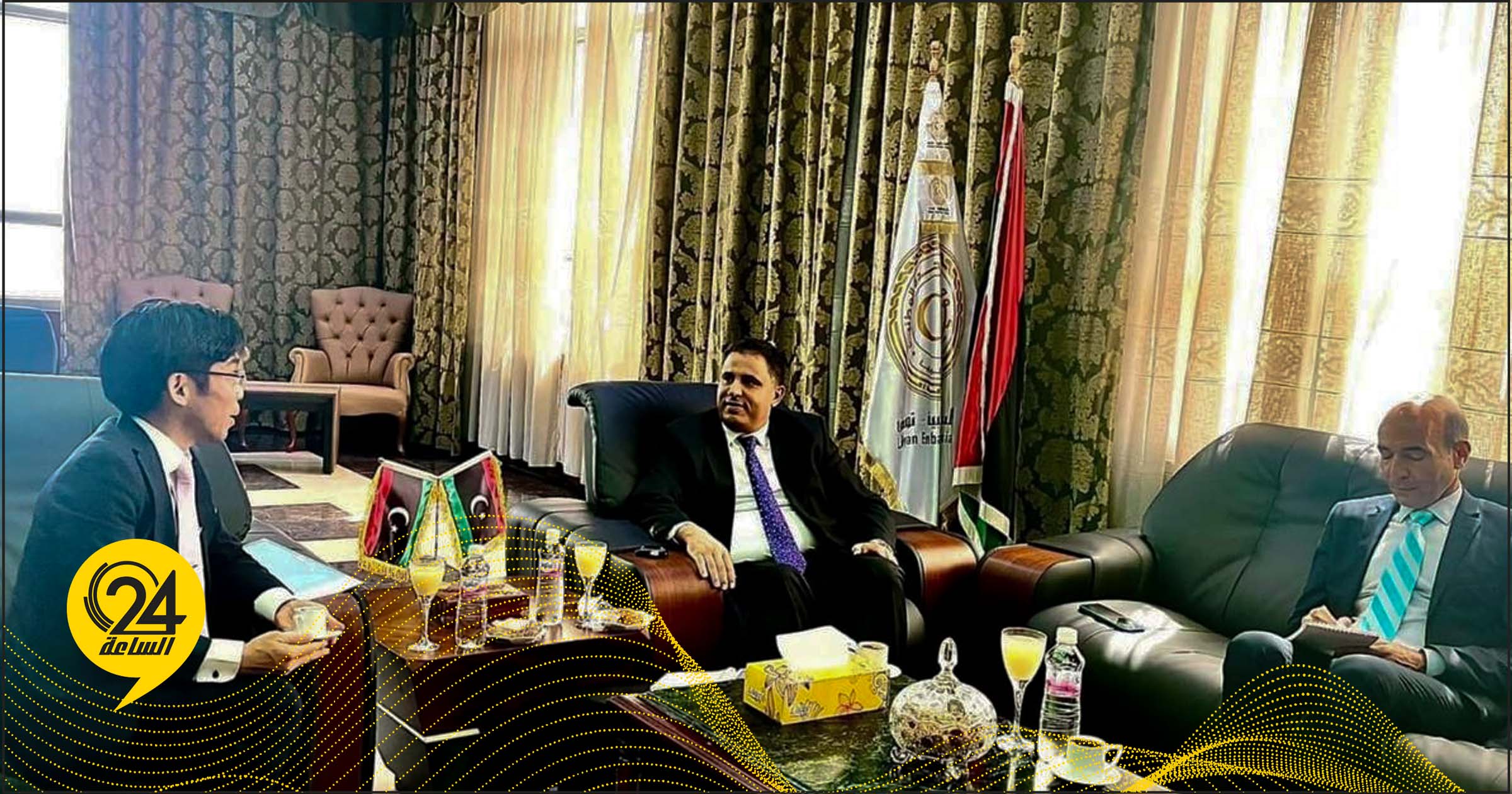 سفير الدبيبة لدى تونس يناقش مع سفير اليابان التعاون المشترك